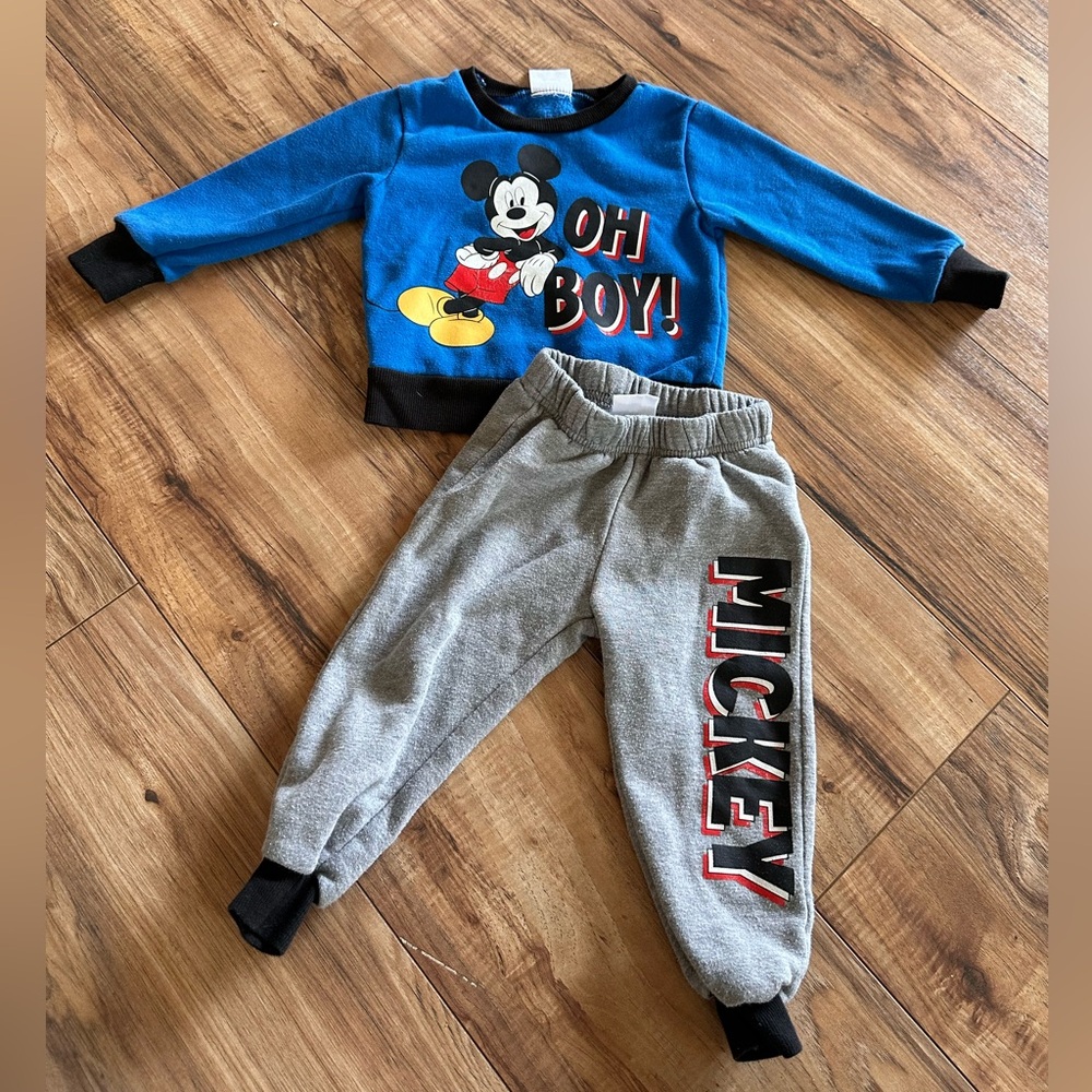 Mickey Mouse Blue and Gray Kids Sweatshirt and Joggers Set